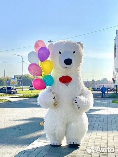 Поздравим в костюме белого медведя