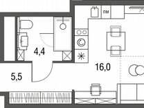Квартира-студия, 25,8 м², 16/25 эт.
