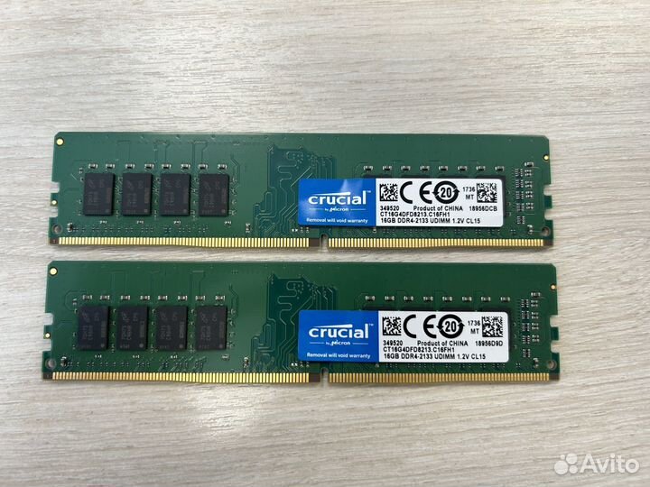 Оперативная память Crucial DDR4 16гб 2133мгц