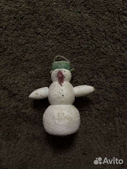 Ватная елочная игрушка снеговик СССР