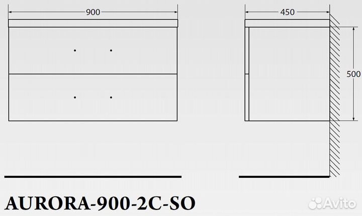 База под раковину Belbagno aurora подвесная 90 aurora-900-2C-SO-RT Rovere Tabacco