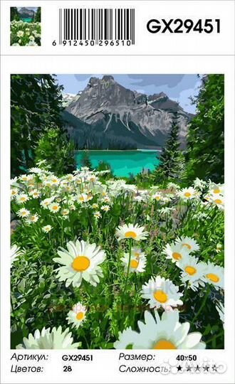 Картина по номерам 40x50 Ромашковая поляна с видом