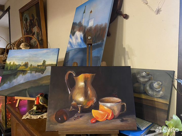 Картина маслом Натюрморт с золотым кувшином