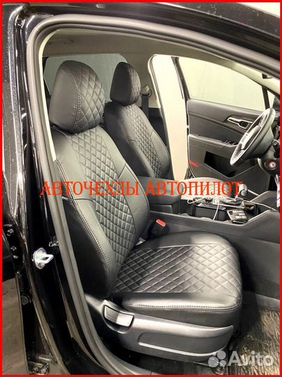 Чехлы Автопилот SsangYong Rexton из экокожи чёрные