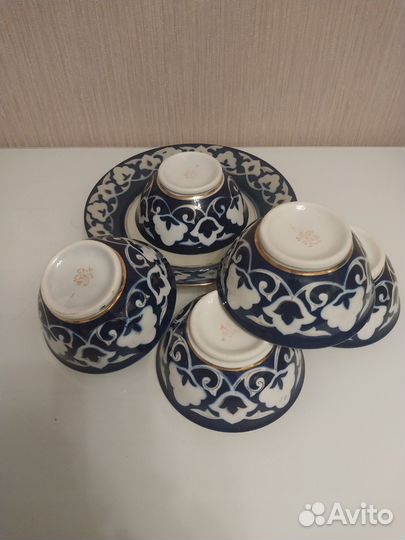 Блюдо (лаган) и 5 косушек. Узбекские. Пахта