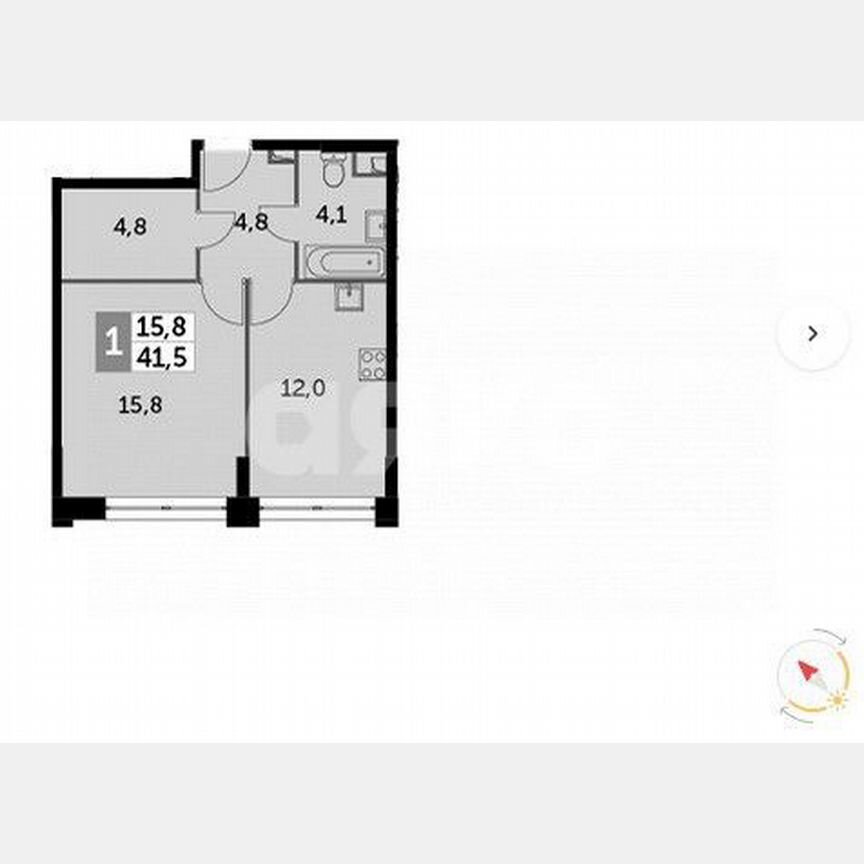 1-к. квартира, 41,5 м², 25/30 эт.