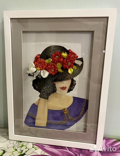 Картина вышивка лентами