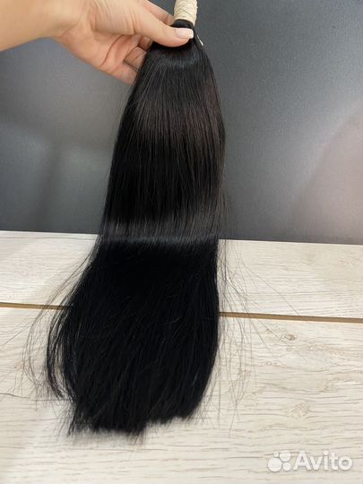 Натуральные волосы для наращивания 50 см черные