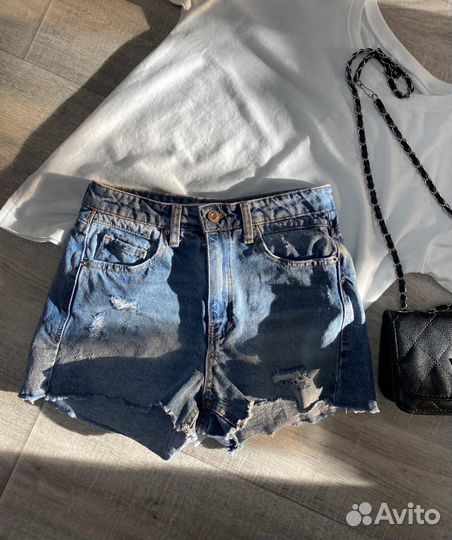 Шорты stradivarius на высокой талии джинсовые