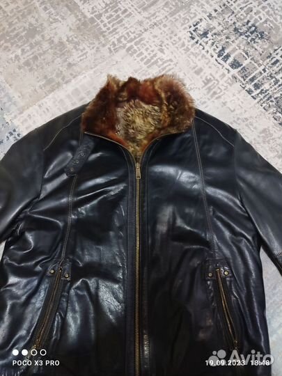 Кожаная куртка с натуральным мехом