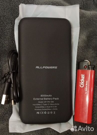 Power bank allpowers 8000mah. с беспроводной заряд