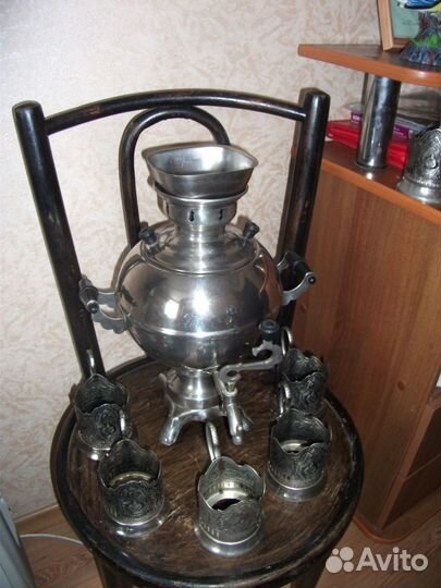 Самовар шар СССР 1981г и подстаканники