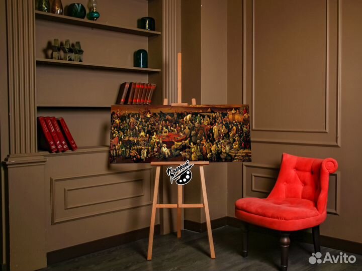 Картина 100 известных людей на холсте 50х120см