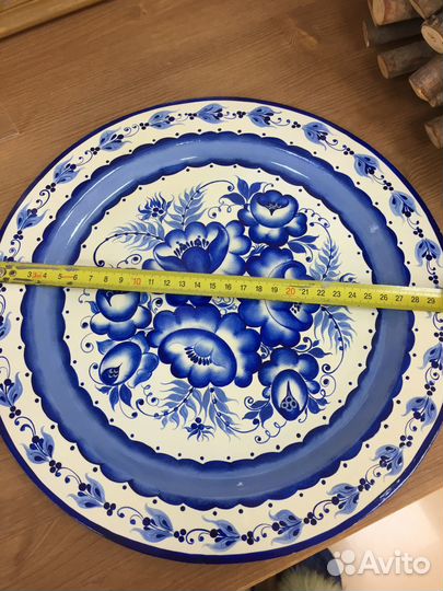 Поднос металл авторская роспись гжель