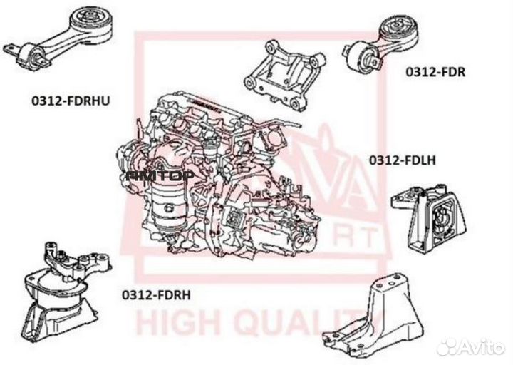 Asva 0312fdrhu Подушка двигателя ат перед прав/лев