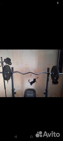 Скамья для жима со стойками и штангой бу