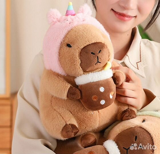 Плюшевая игрушка капибара единорожек, большая 40 с