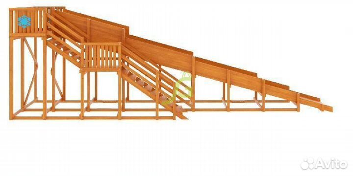 Зимняя деревянная горка Snow Fox, скат 10 м