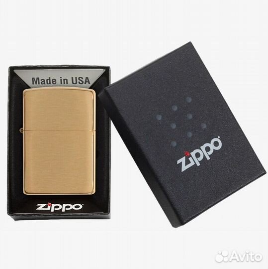 Зажигалка Zippo 204B Brushed Brass Оригинал Новая