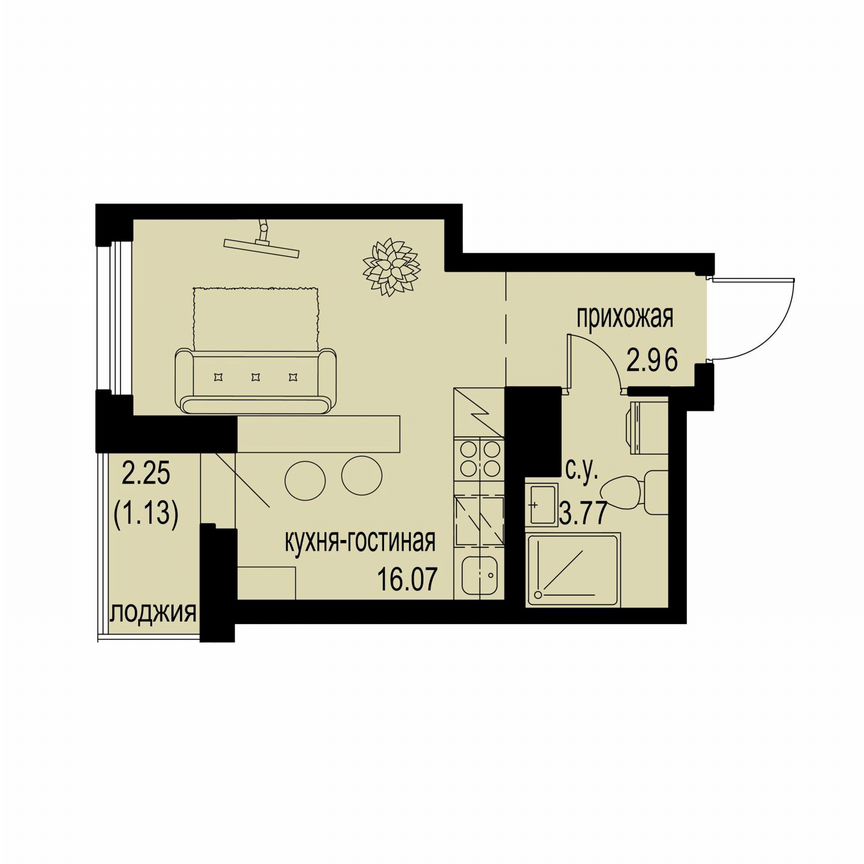 Квартира-студия, 23,9 м², 11/12 эт.