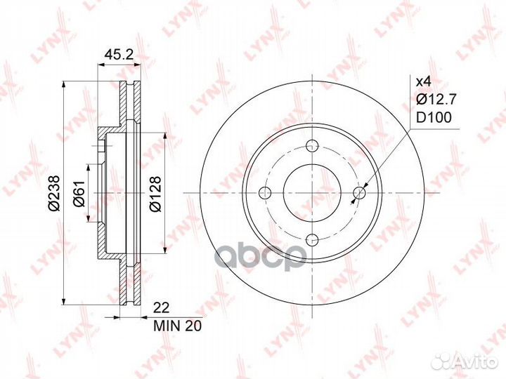 Диск тормозной перед BN1114 lynxauto