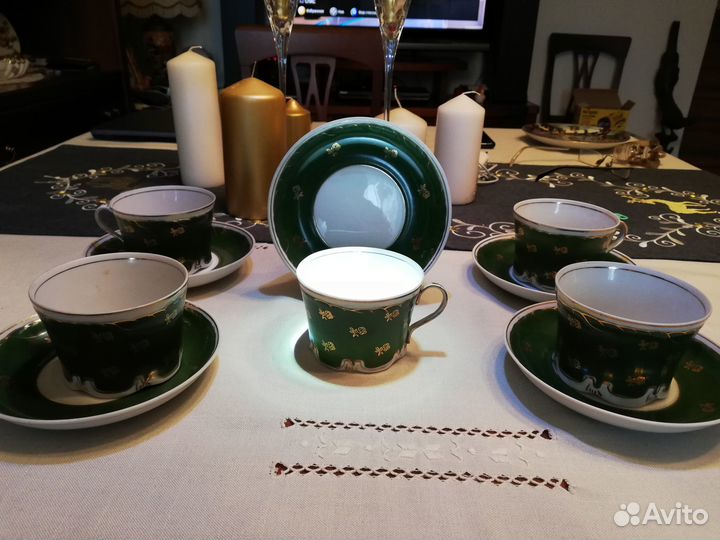 Чайные пары,лимож.Набор 6 шт.антиквариат