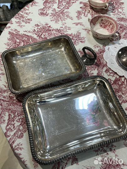 Блюдо с крышкой, металл.Посеребрение.Европа.Винтаж