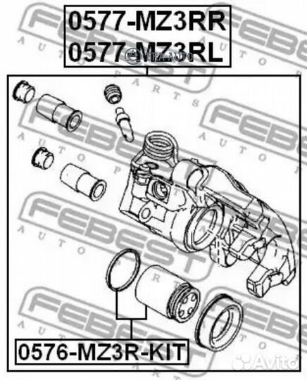 Febest 0577-MZ3RR Суппорт тормозной задний правый