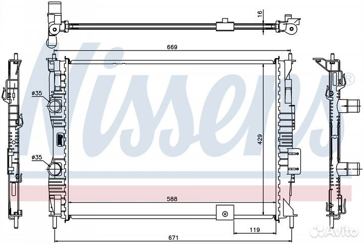 Радиатор охлаждения двс nissan qashqai (2007) 2.0