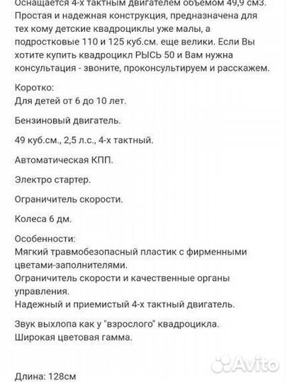 Квадроцикл Рысь 50