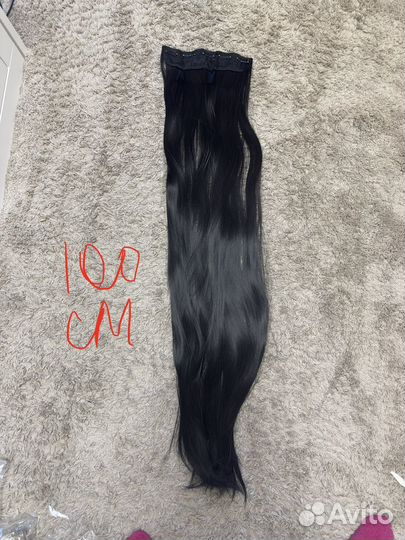 Волосы на заколках 60 100 см шатен черный блонд