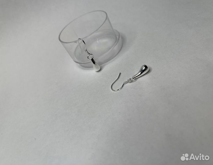 Серьги капельки мини серебро
