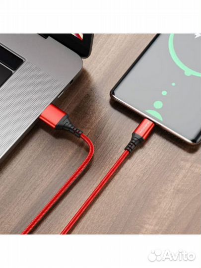Кабель Type-C borofone BX54 1м 3А, нейлон Red