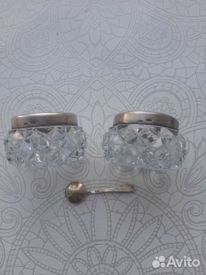 Сольница серебро хрусталь