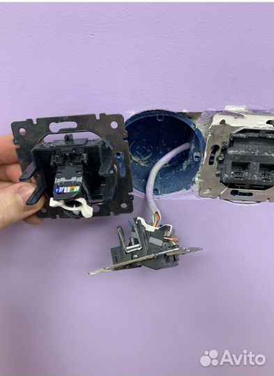 Монтаж интернет розеток, обжим RJ45, моб интернет