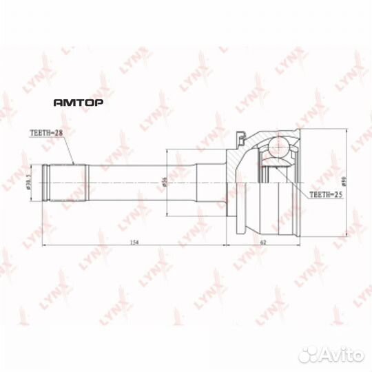 Lynxauto CO7304 шрус наружный перед прав/лев