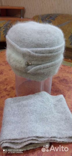 Комплект шапка и шарф женский ангора