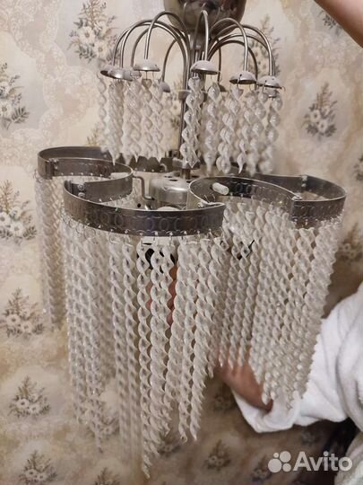 Люстра потолочная хрустальная бу