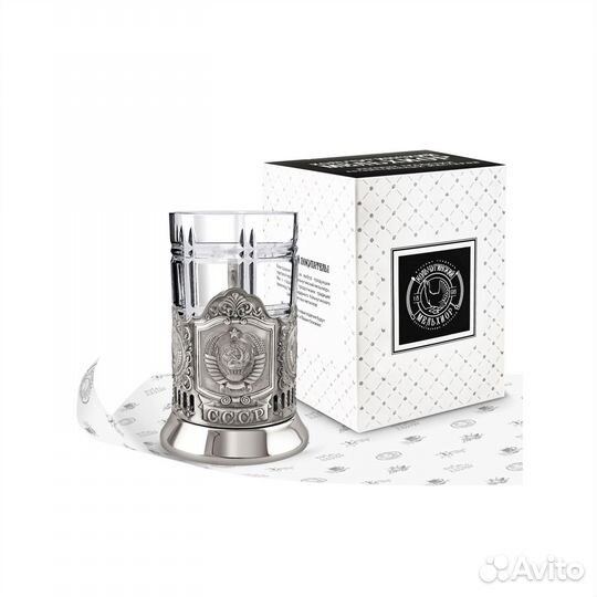 Набор для чая Герб СССР никел с черн