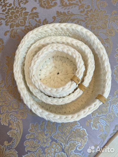 Набор вязаных корзин для хранения, ручная работа