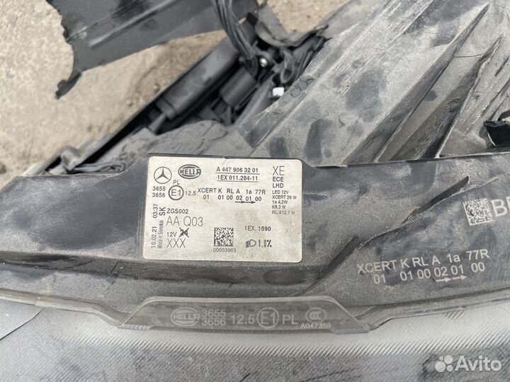 Фары mercedes w447 2021 г.в. битые