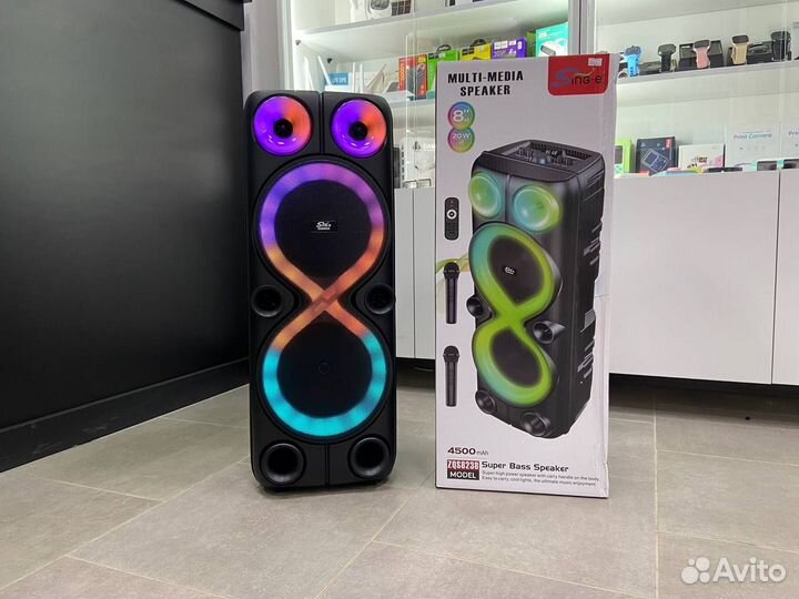 Блютуз колонка большая 2 микрофона