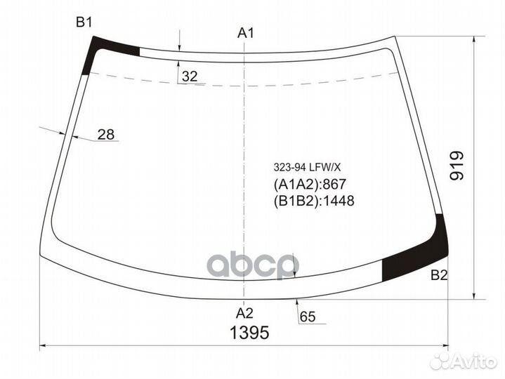 Стекло лобовое Mazda 323 94-00 / Lantis 93-97