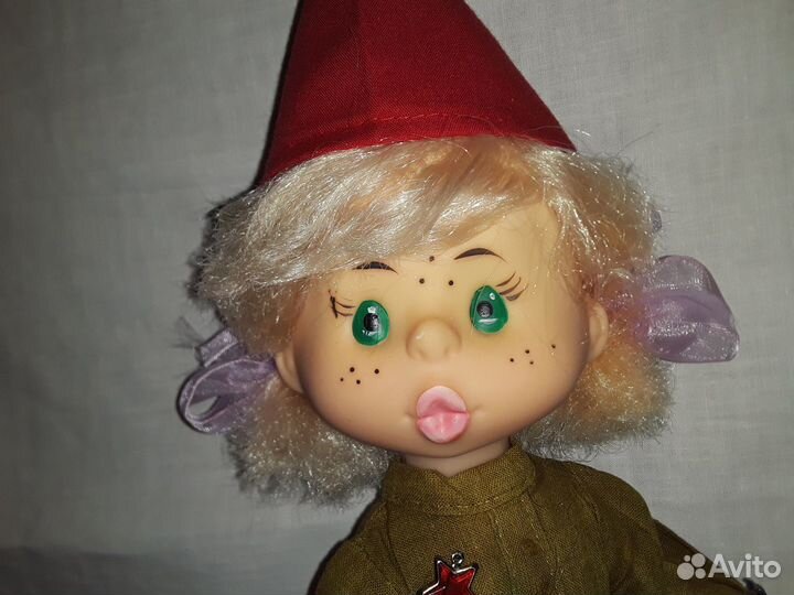 Кукла СССР 30 см Солдатка с гармонью. На привале