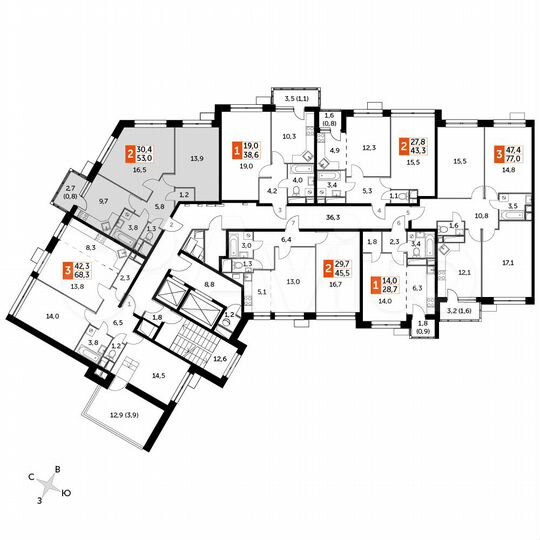 2-к. квартира, 53 м², 10/12 эт.
