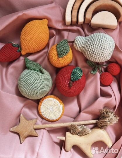 Мягкие вязаные игрушки Овощи и фрукты