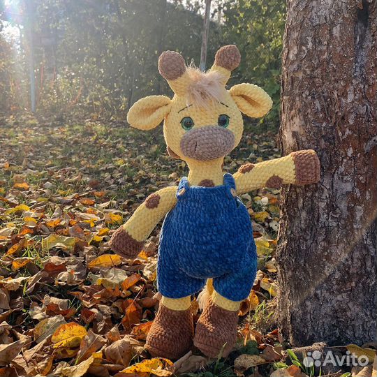 Вязаный плюшевый жираф ручной работы