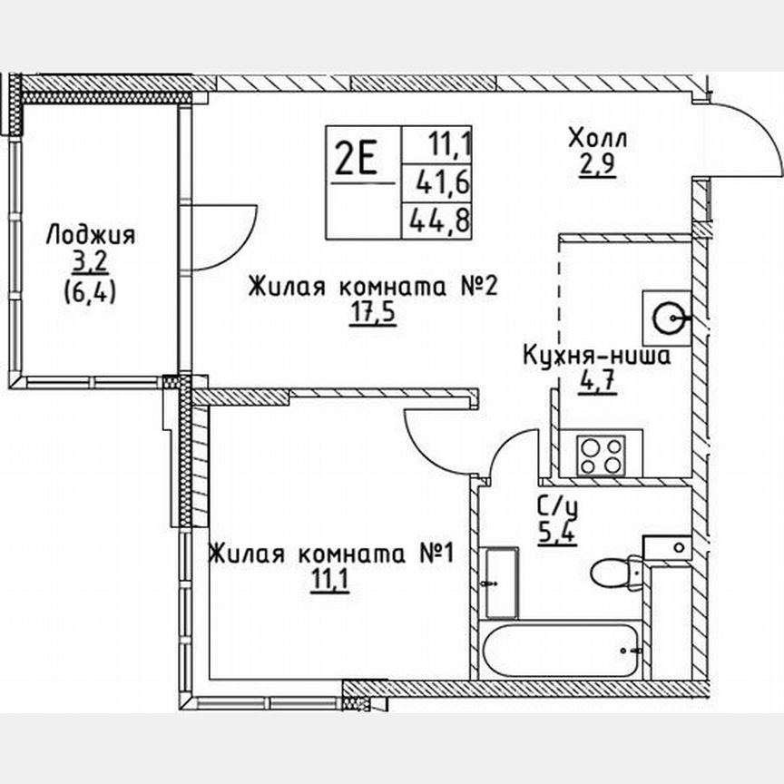 1-к. квартира, 41,6 м², 3/19 эт.
