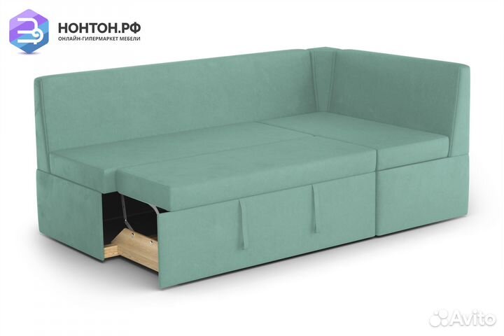 Кухонный угловой диван дельфин Орион мятный