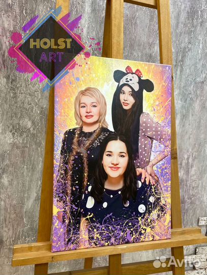 Портрет по фото на холсте